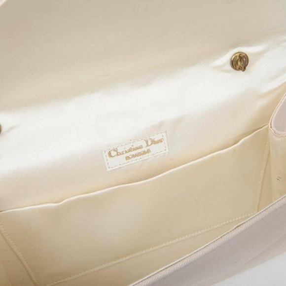 CHRISTIAN DIOR Vintage Clutch in Ivory Blush Satin - Picture 5 of 8